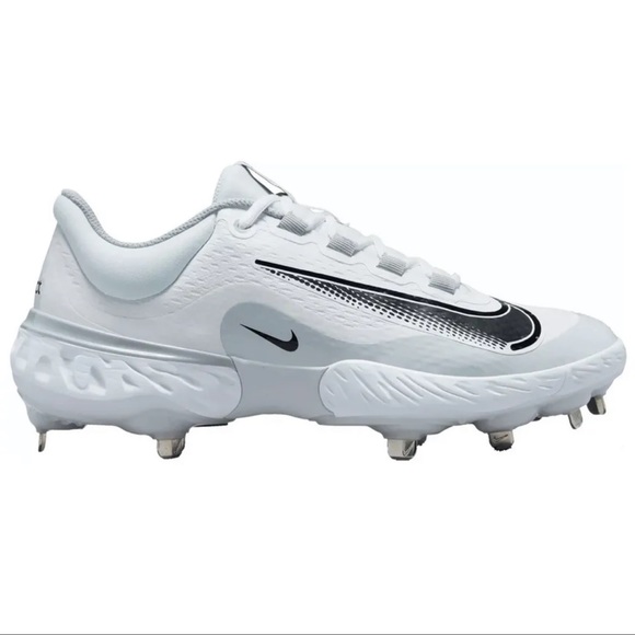 New Nike Alpha Huarache Elite 4 Low Baseball Metal Cleats White Grey FD2745-100 - Picture 1 of 6